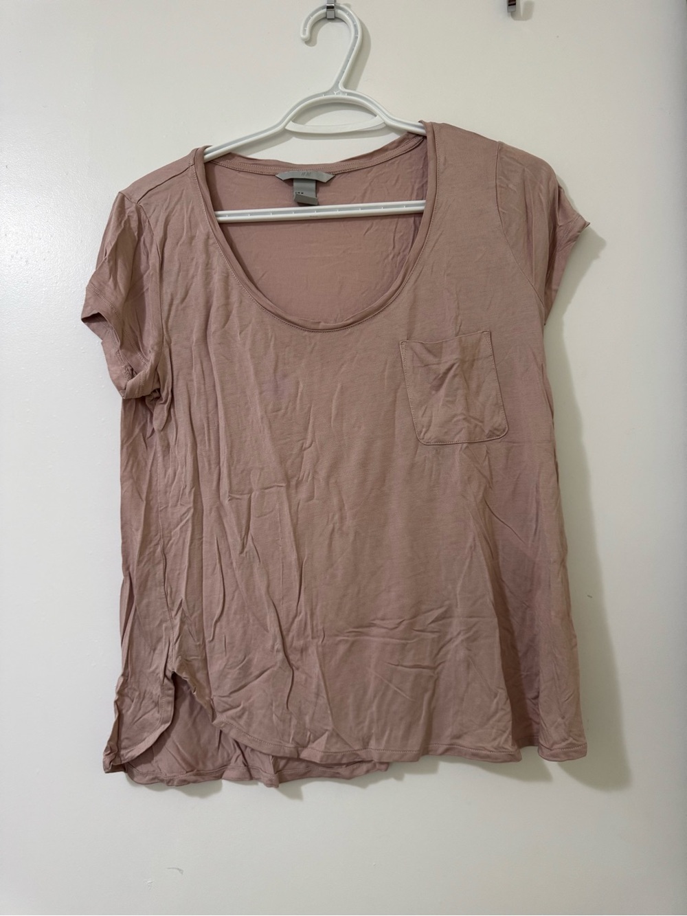 H&M Scoop Neck Short Sleeve Pocket Tee - Dusty Mauve